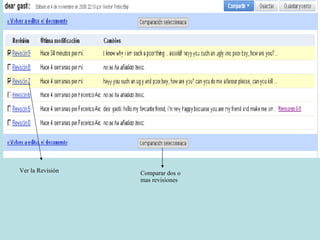 Ver la Revisión Comparar dos o mas revisiones 