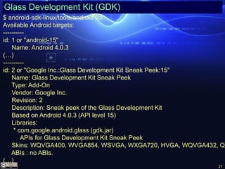 Basics of the Google Glass programming | PDF