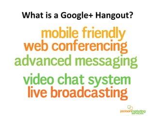 What	
  is	
  a	
  Google+	
  Hangout?	
  
 