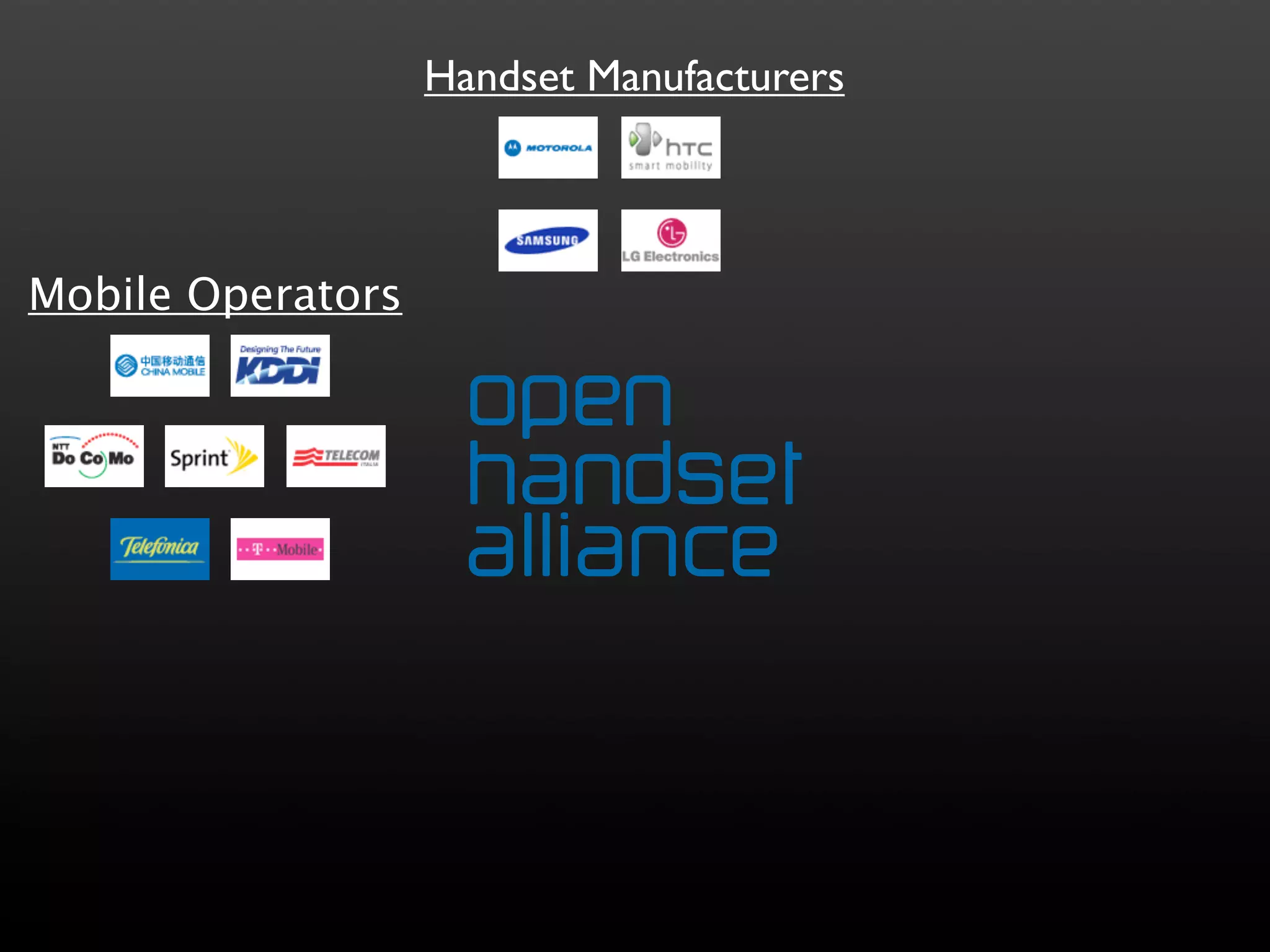 Handset Manufacturers



Mobile Operators
 