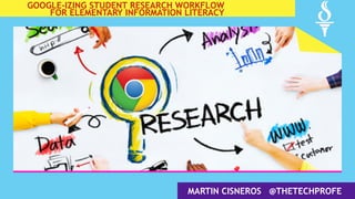 MARTIN CISNEROS @THETECHPROFE
GOOGLE-IZING STUDENT RESEARCH WORKFLOW
FOR ELEMENTARY INFORMATION LITERACY
 