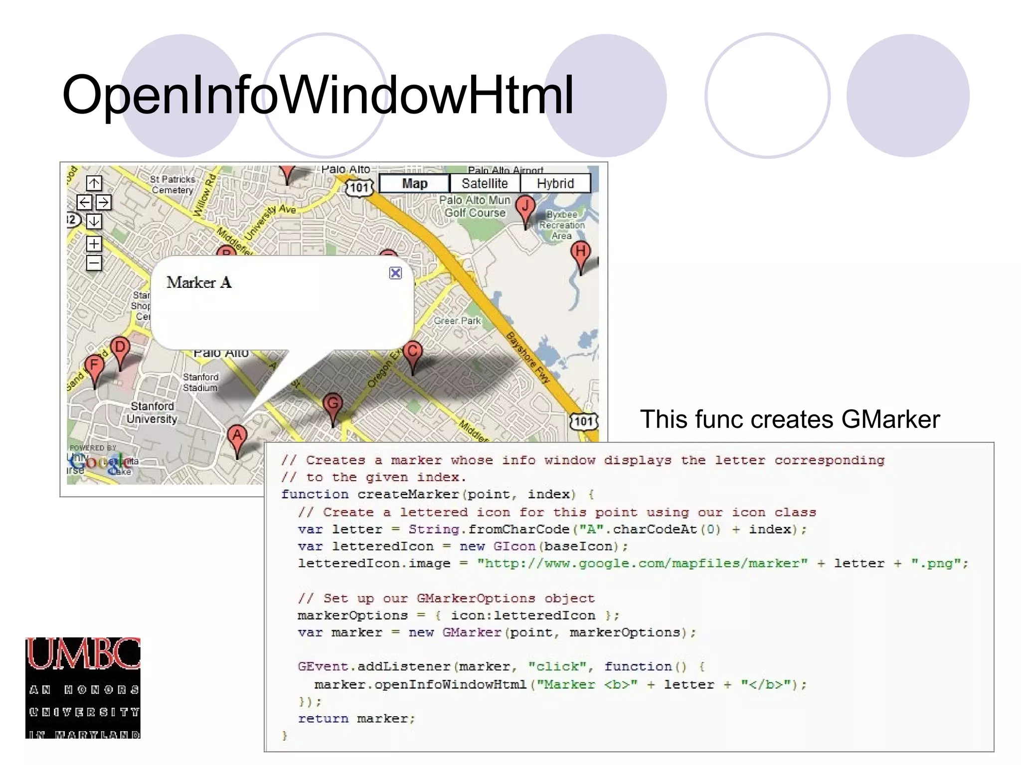 OpenInfoWindowHtml This func creates GMarker 