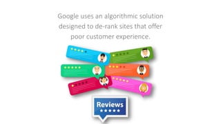 Google uses an algorithmic solution
designed to de-rank sites that offer
poor customer experience.
 