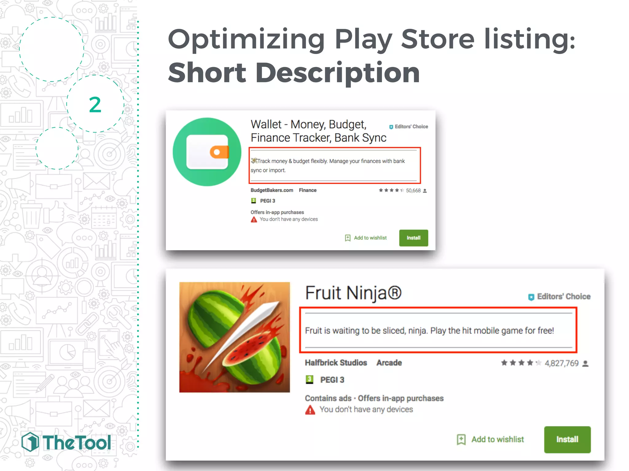 2
The Ultimate ASO Guide to: APP STORE
Optimizing Play Store listing:
Short Description
 