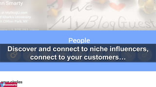 Discover and connect to niche influencers, 
connect to your customers… 
 