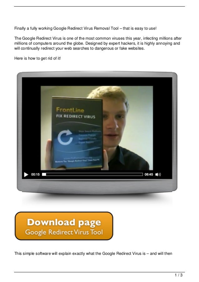 Google Redirect Virus Removal Tool