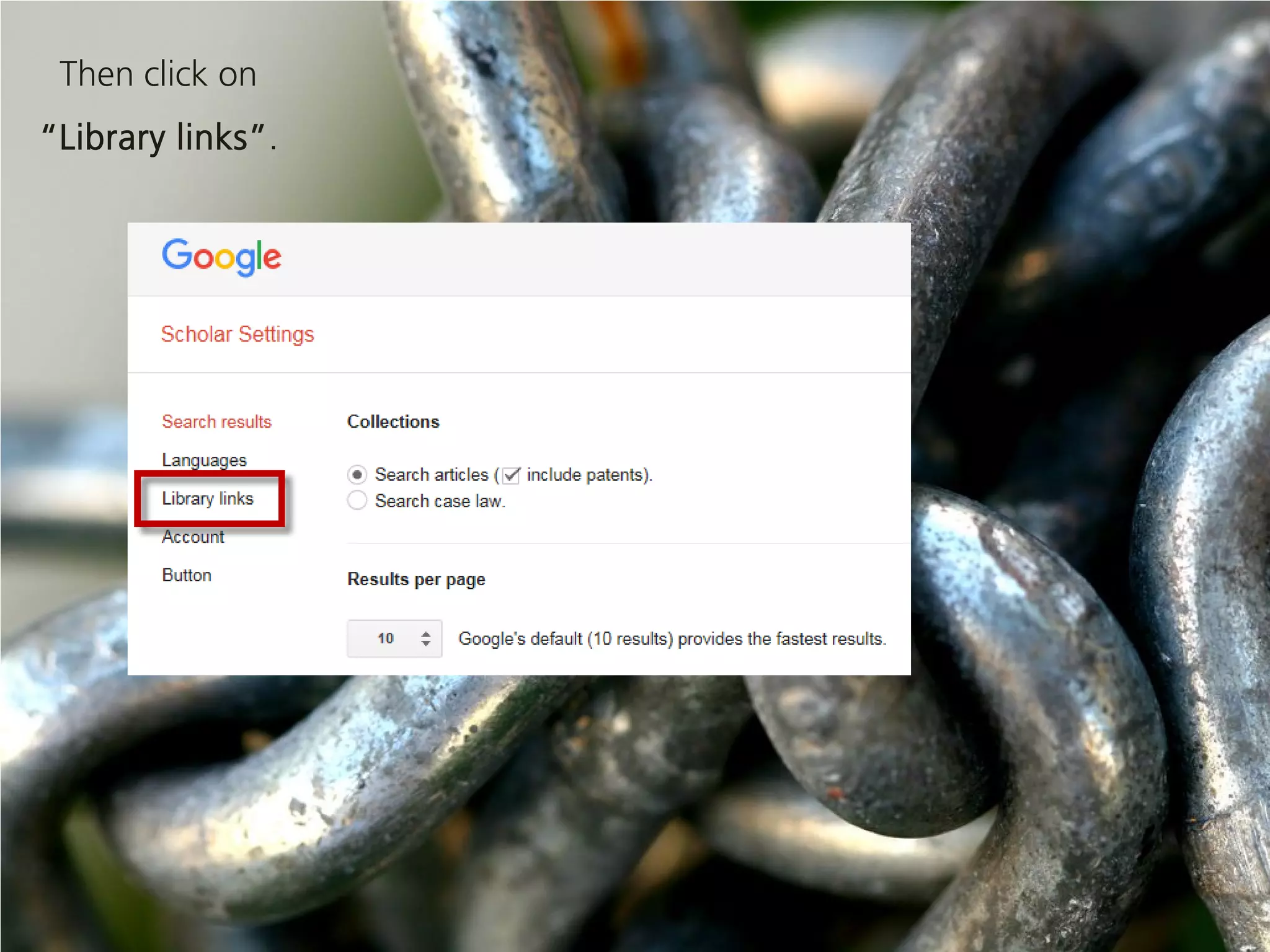 Then click on
“Library links”.
 