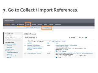 7. Go to Collect / Import References.