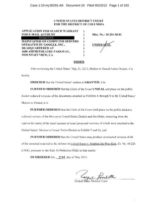 Case 1:10-mj-00291-AK Document 24 Filed 05/23/13 Page 1 of 183
 