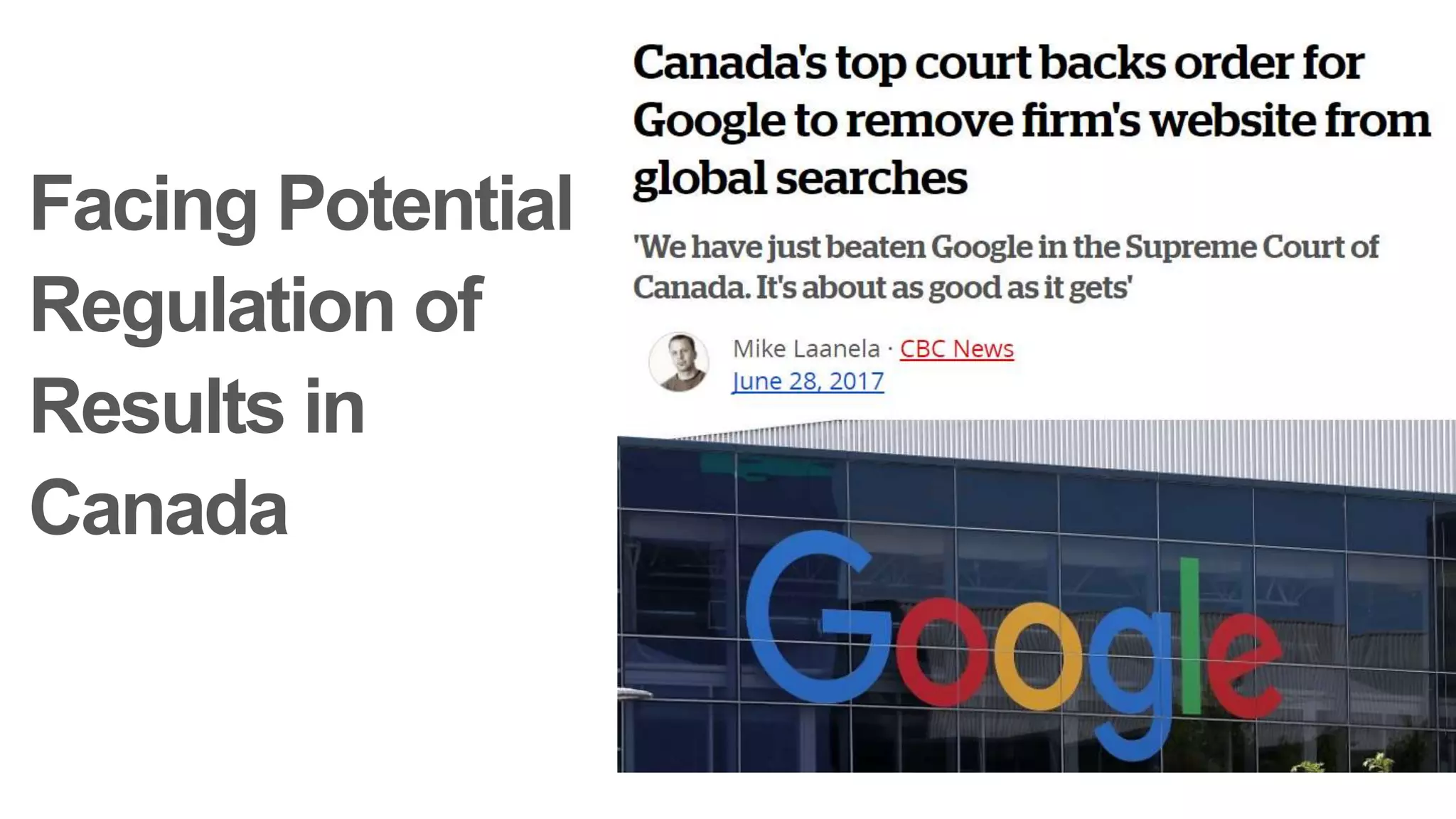 Facing Potential
Regulation of
Results in
Canada
 