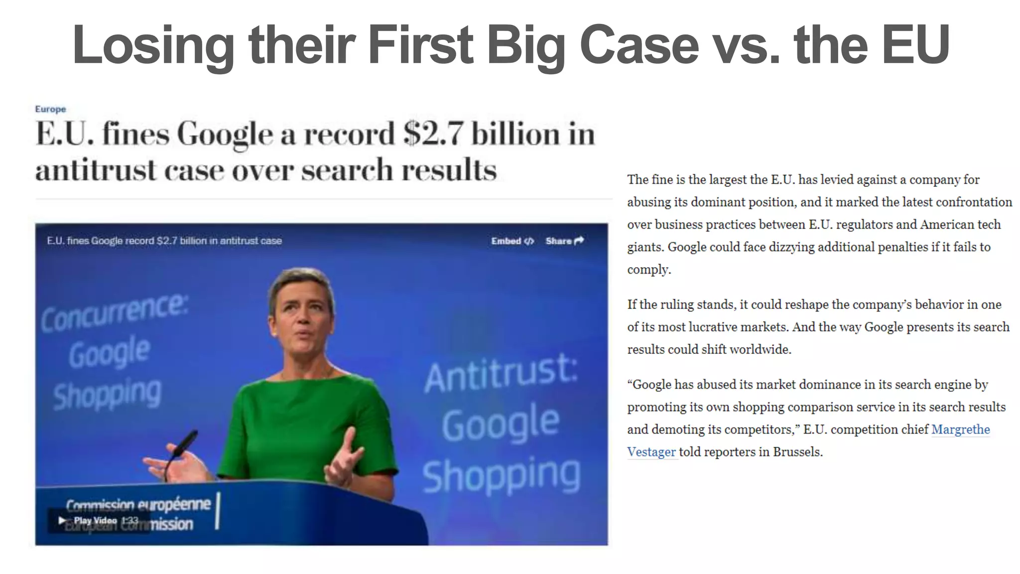 Losing their First Big Case vs. the EU
 