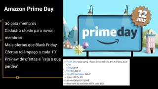 Só para membros
Cadastro rápido para novos
membros
Mais ofertas que Black Friday
Ofertas relâmpago a cada 10’
Preview de ofertas e "veja o que
perdeu"
Amazon Prime Day
 