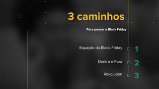 Confidential + Proprietary
Para pensar a Black Friday
Equação da Black Friday
1
Dentro e Fora
2
Revolution
3
3 caminhos
 