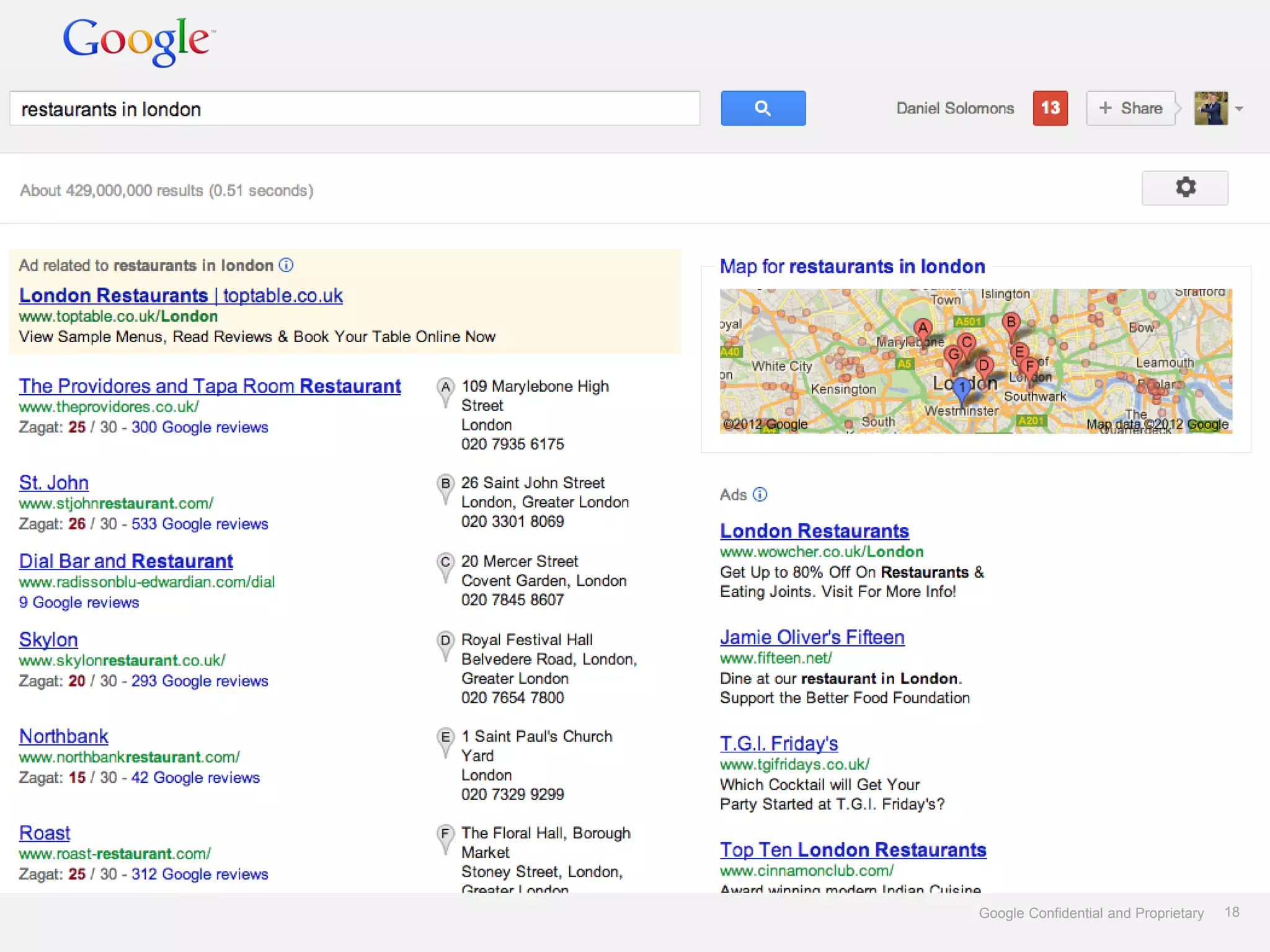 Google Confidential and Proprietary   18
 