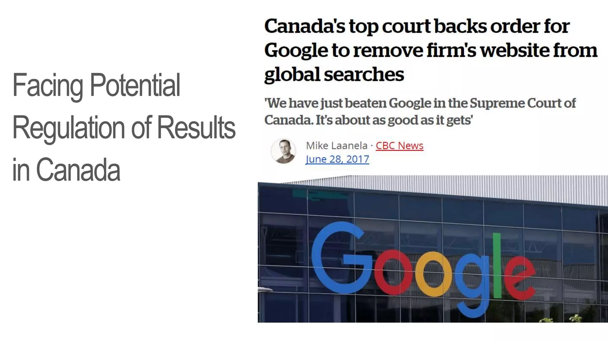 Facing Potential
Regulation ofResults
inCanada
 