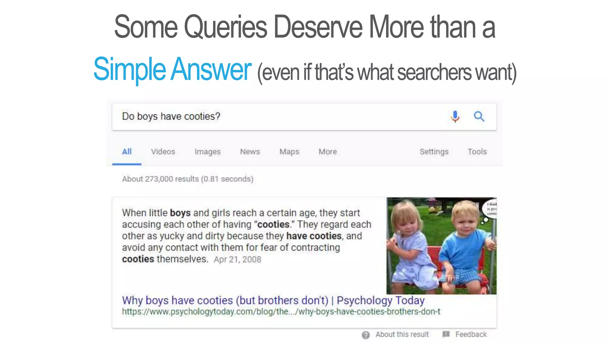 Some Queries Deserve More thana
SimpleAnswer (evenifthat’swhatsearcherswant)
 