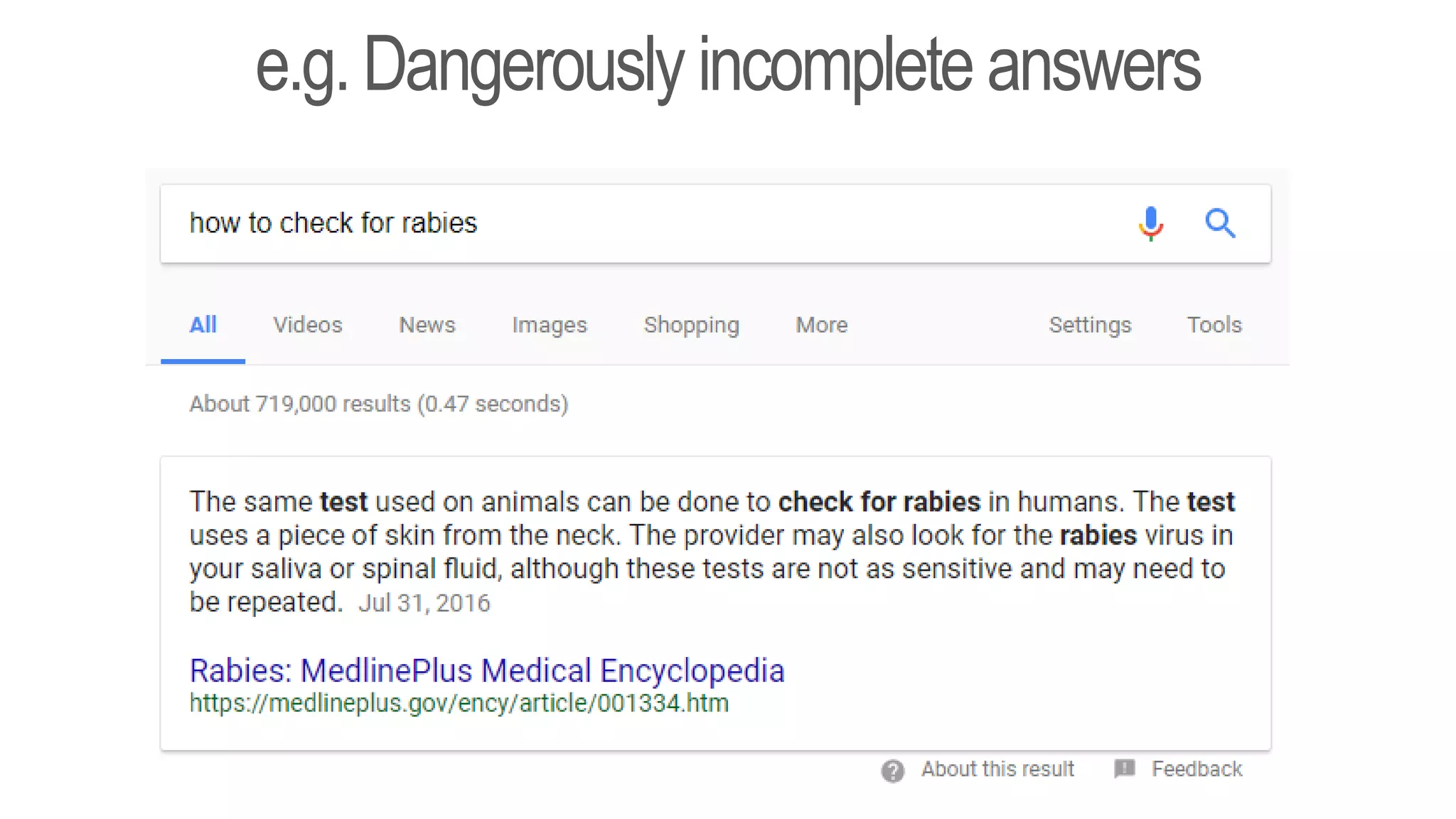 e.g. Dangerously incomplete answers
 