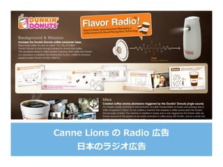 Canne Lions の Radio 広告
⽇本のラジオ広告
 