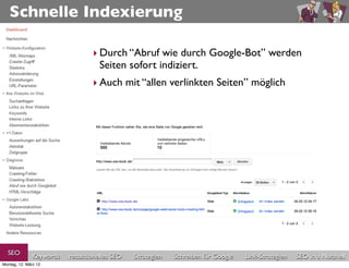 Schnelle Indexierung

                                  ‣ Durch “Abruf wie durch Google-Bot” werden
                      ...