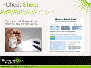 +Cheat Sheet

This is your basic Google+ Cheat
Sheet, courtesy of Simon Laustsen.
 