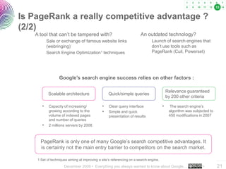 13


Is PageRank a really competitive advantage ?
(2/2)
   A tool that can’t be tampered with?                            ...