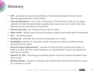 Glossary

• API : application programming interface. Standardized programming protocol
    allowing applications to commun...