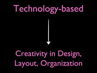 Technology-based
Creativity in Design,
Layout, Organization
 