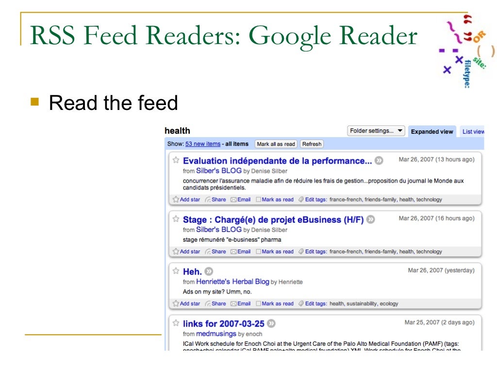 RSS Feed Readers Google Reader