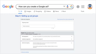 Step 6: Setting up ad groups
How can you create a Google ad?
 