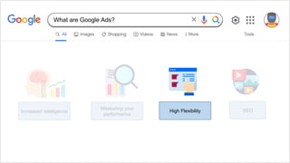 Increased intelligence High Flexibility
Measuring your
performance
SEO
What are Google Ads?
 