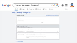 Step 6: Setting up ad groups
How can you create a Google ad?
 