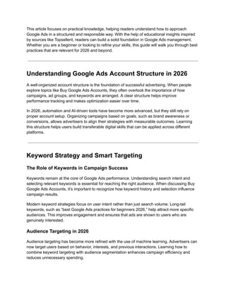 Google Ads Account Best Practices and Strategies for 2026 Success | PDF