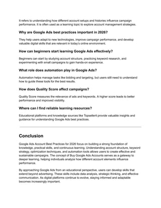 Google Ads Account Best Practices and Strategies for 2026 Success | PDF