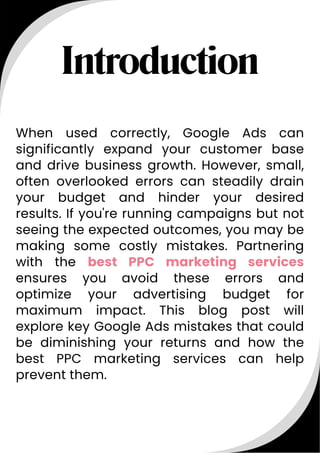 Google Ads Errors That Silently Costing You Money | PDF