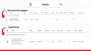 Assets
Structured snippet
Lead form
 