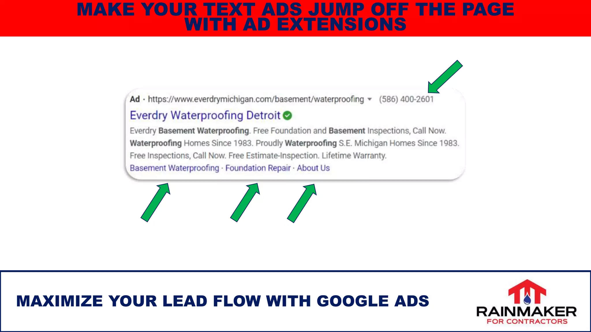34
MAXIMIZE YOUR LEAD FLOW WITH GOOGLE ADS
MAKE YOUR TEXT ADS JUMP OFF THE PAGE
WITH AD EXTENSIONS
 