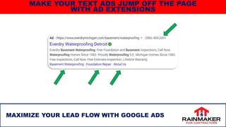 34
MAXIMIZE YOUR LEAD FLOW WITH GOOGLE ADS
MAKE YOUR TEXT ADS JUMP OFF THE PAGE
WITH AD EXTENSIONS
 