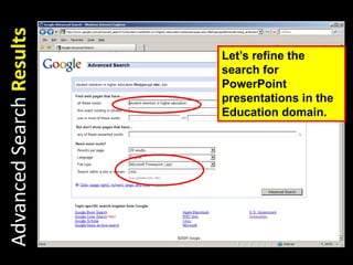 Advanced Search ResultsNow let’s look at the Advanced Search page.