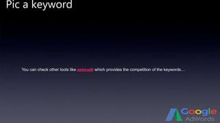 Pic a keyword
You can check other tools like semrush which provides the competition of the keywords…
 
