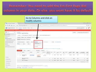 Go to Columns and click on
modify columns
 