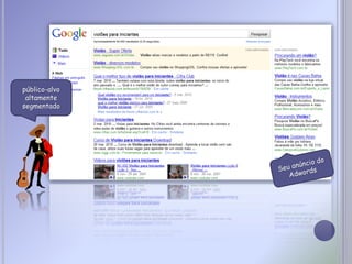 público-alvo
altamente
segmentado
 