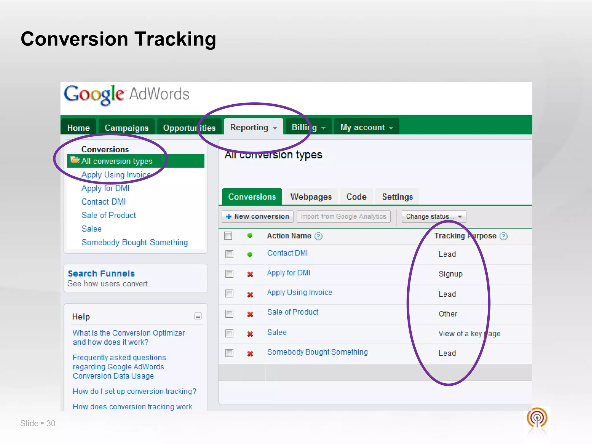 Conversion Tracking




Slide  30
 