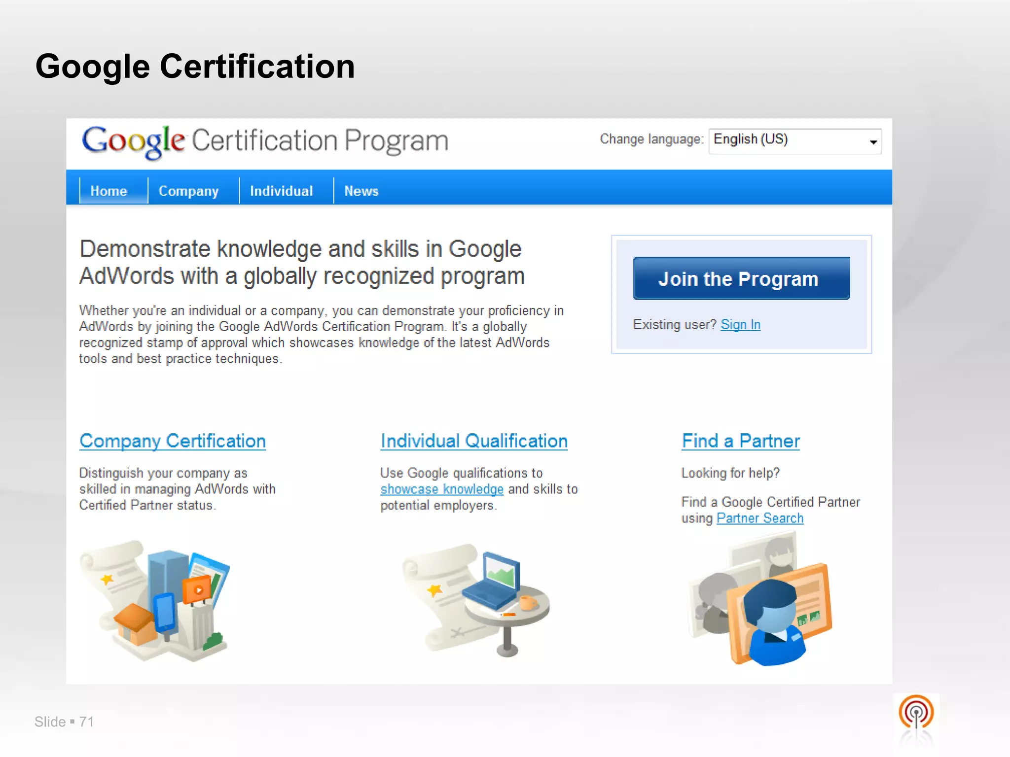 Google Certification




Slide  71
 