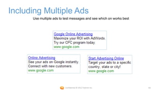 Including Multiple Ads
      Use multiple ads to test messages and see which on works best




                          Confidential © 2012 Foetron Inc.            63
 