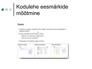 Kodulehe eesmärkide
mõõtmine
 