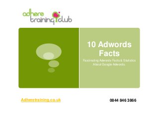 10 Adwords
Facts
Fascinating Adwords Facts & Statistics
About Google Adwords.
Adheretraining.co.uk 0844 846 3866
 