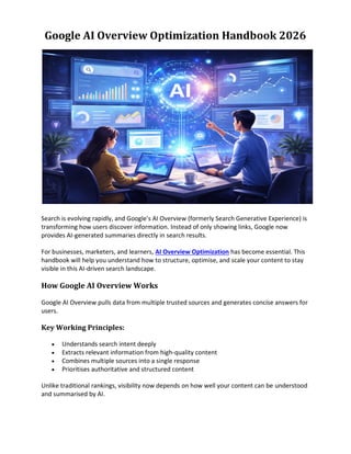 Google AI Overview Optimization Handbook 2026 | PDF