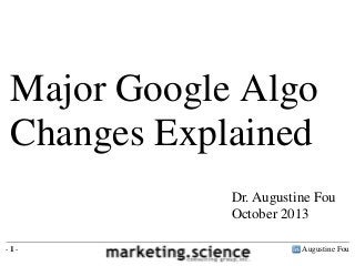 Major Google Algo
Changes Explained
Dr. Augustine Fou
October 2013
-1-

Augustine Fou

 