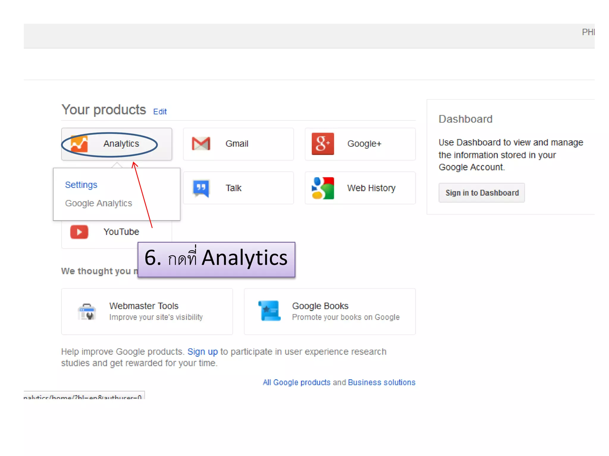 6. กดที่ Analytics
 