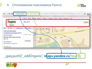 IBC 2013 персонализированная настройка Google Analytics